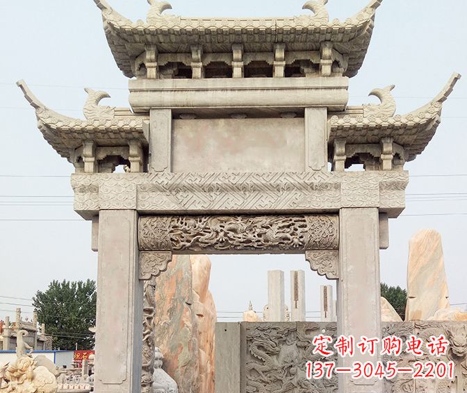 许昌单门大理石牌坊石雕