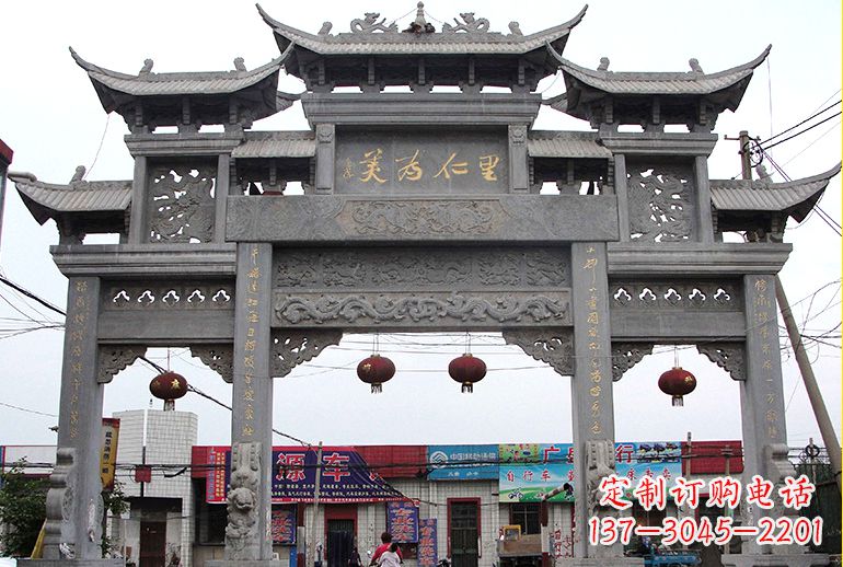 许昌单门牌坊石雕