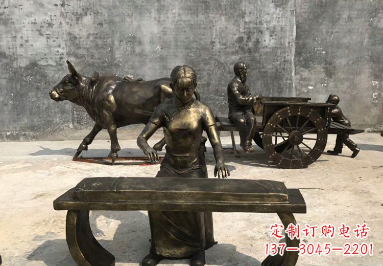 许昌弹古筝的美女铜雕