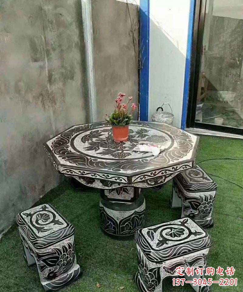 许昌多边形石头桌凳雕塑