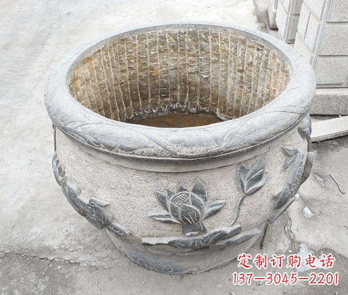 许昌仿古荷花鲤鱼雕塑石水缸