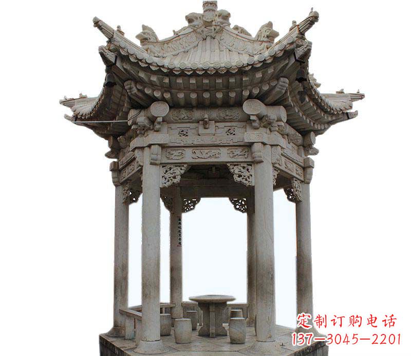 许昌精美仿古六角凉亭石雕