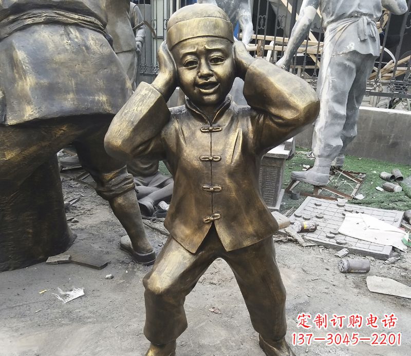 许昌儿童放鞭炮铜雕