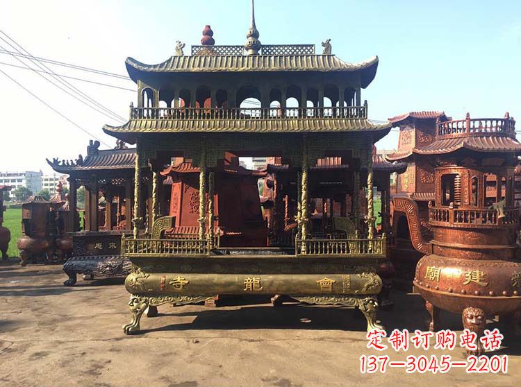 许昌高浮雕螭龙纹铜香炉