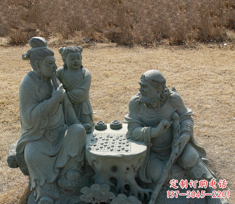 许昌公园八仙下棋小品铜雕