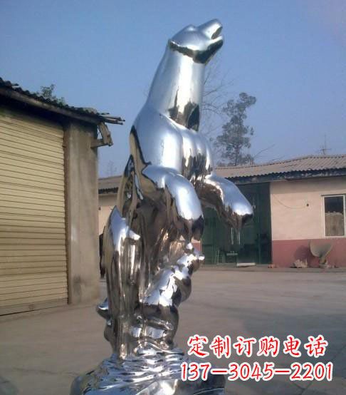 许昌公园不锈钢抽象北极熊动物雕塑