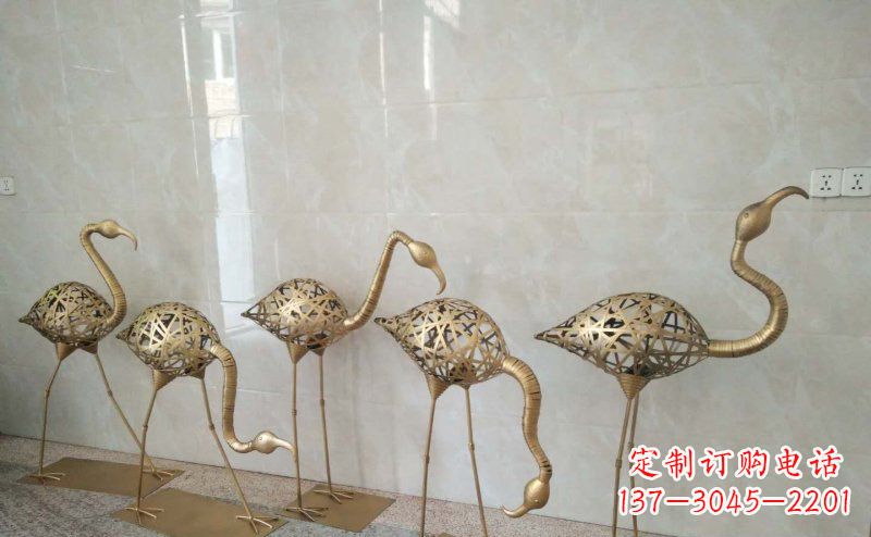 许昌公园不锈钢抽象火烈鸟动物雕塑