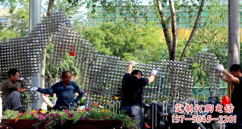 许昌公园不锈钢抽象马动物雕塑 (2)