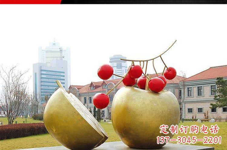 许昌公园不锈钢苹果樱桃雕塑