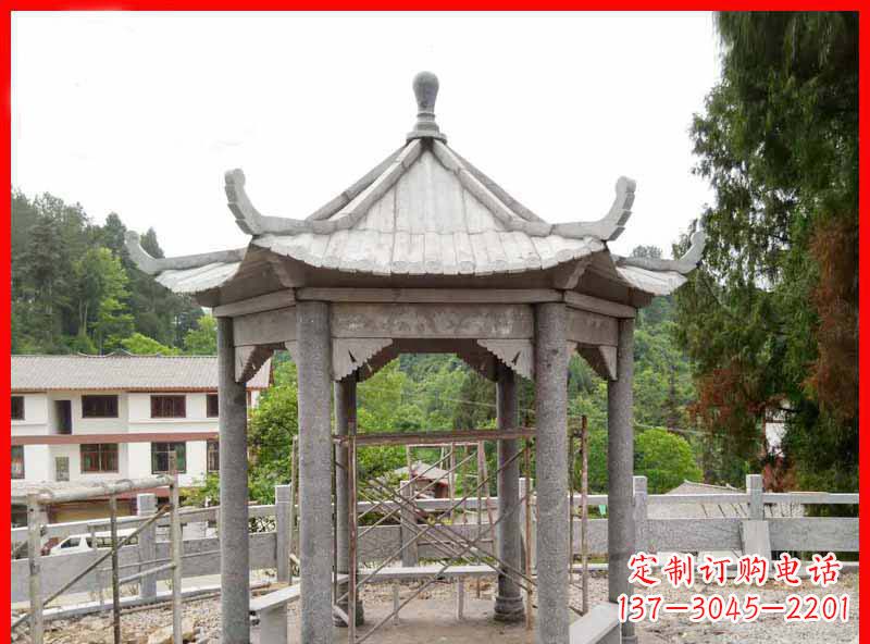 许昌公园大理石六角石雕凉亭