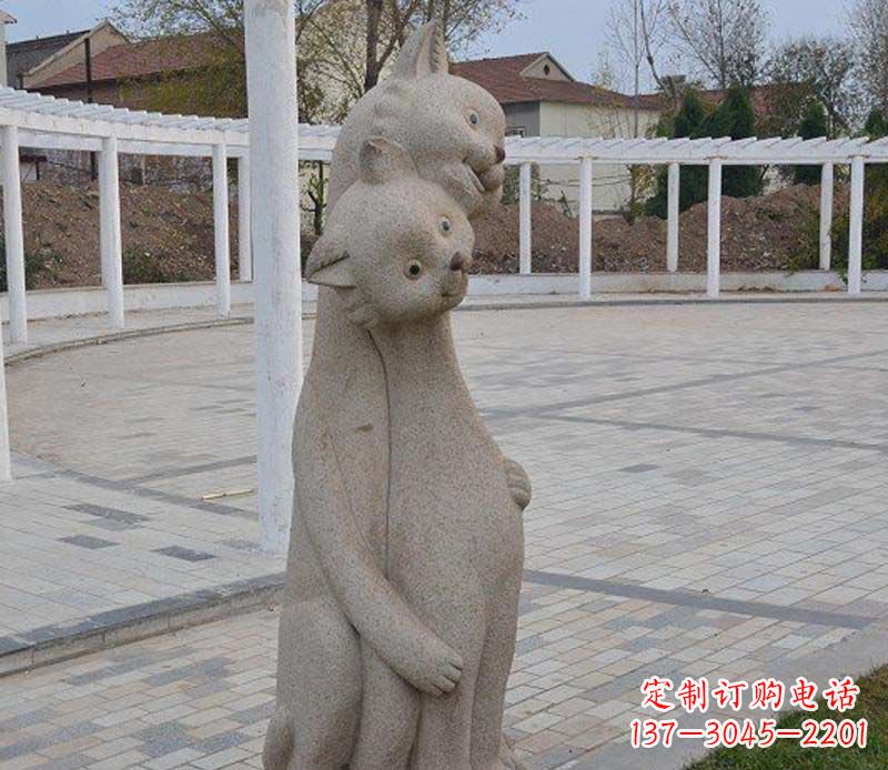 许昌公园动物小猫石雕