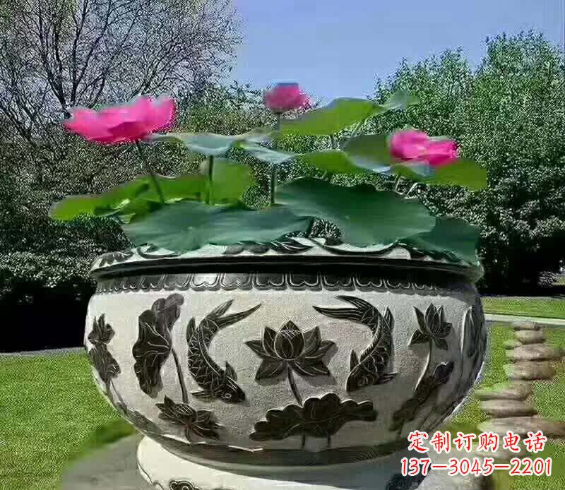 许昌唯美鲤鱼水缸雕塑