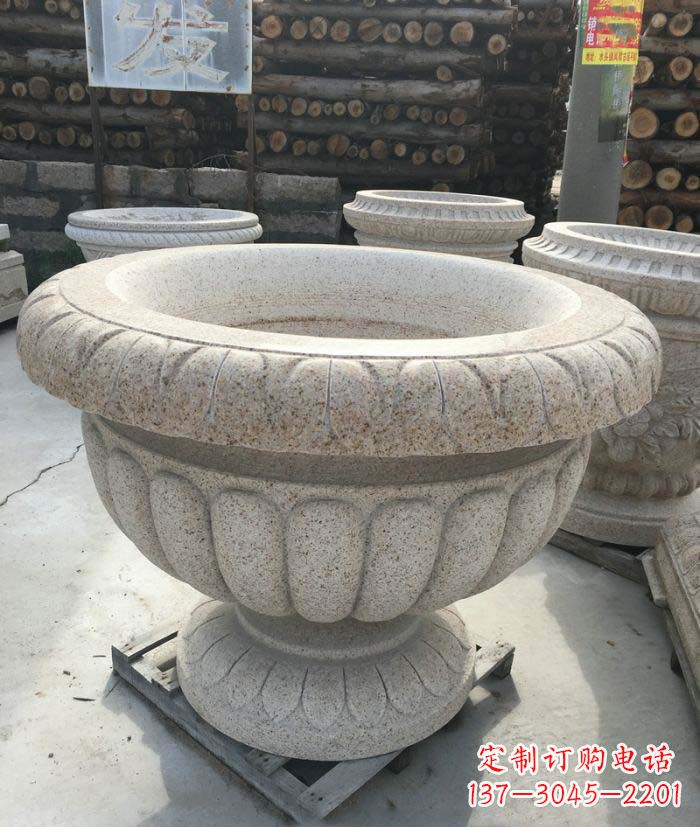 许昌公园景观大理石花盆石雕 (2)