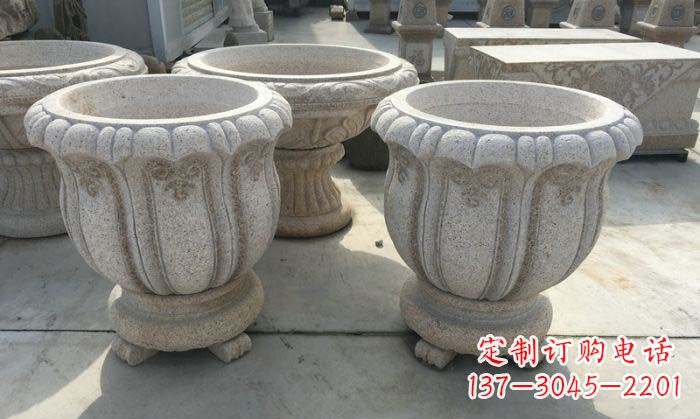 许昌公园景观大理石花盆石雕 (4)