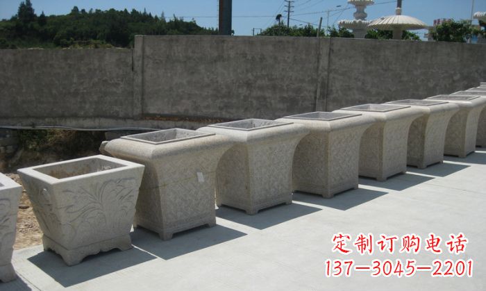 许昌公园景观大理石花盆石雕 (7)