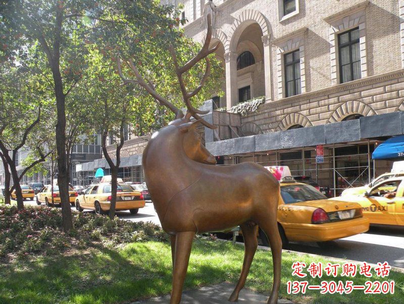许昌公园梅花鹿景观铜雕