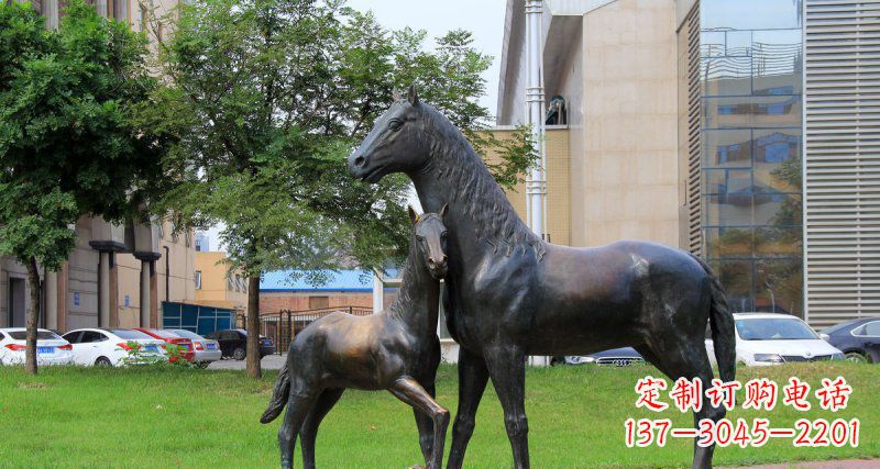 许昌优质实木母子马铜雕