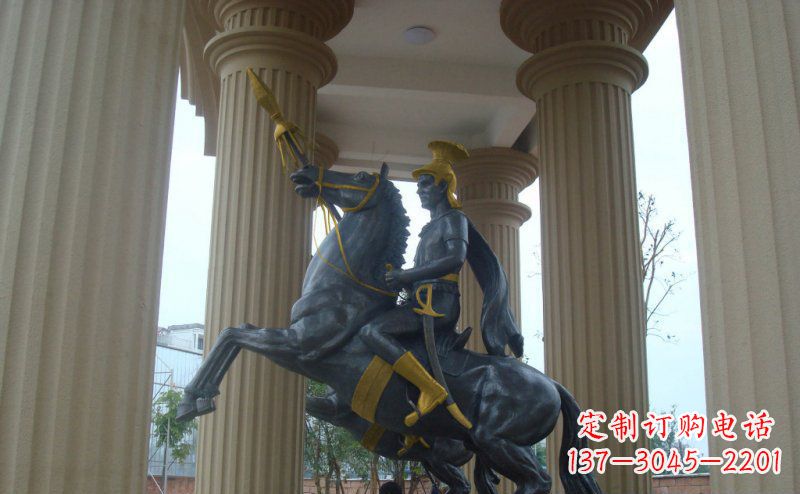 许昌公园骑马的罗马士兵人物铜雕