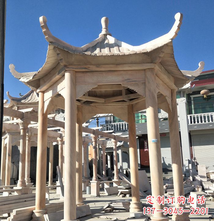 许昌公园晚霞红凉亭雕塑