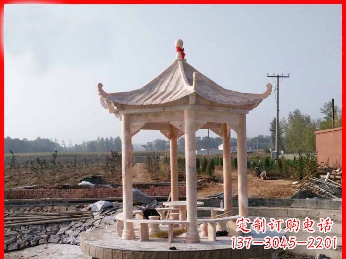 许昌享受晚霞红,迎接舒适凉亭雕塑