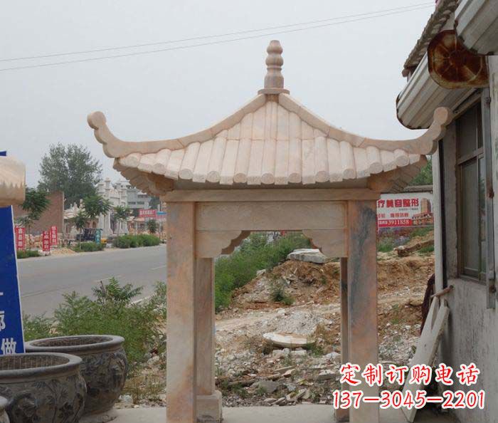 许昌晚霞红四角凉亭雕塑