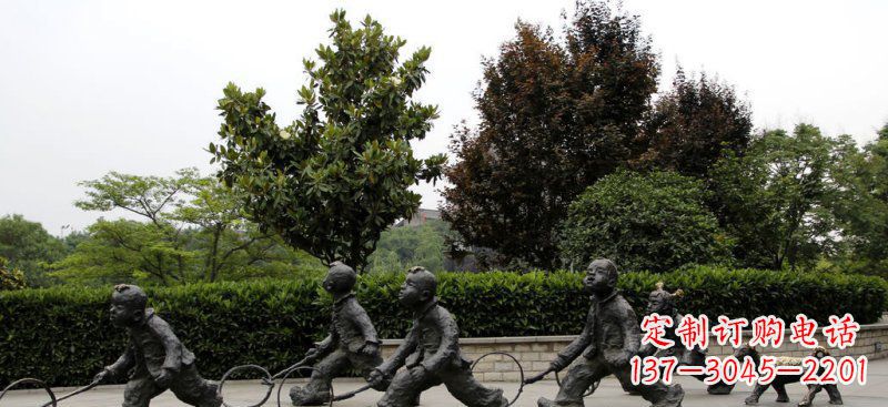 许昌精美推铁圈小品铜雕,让小孩更加可爱