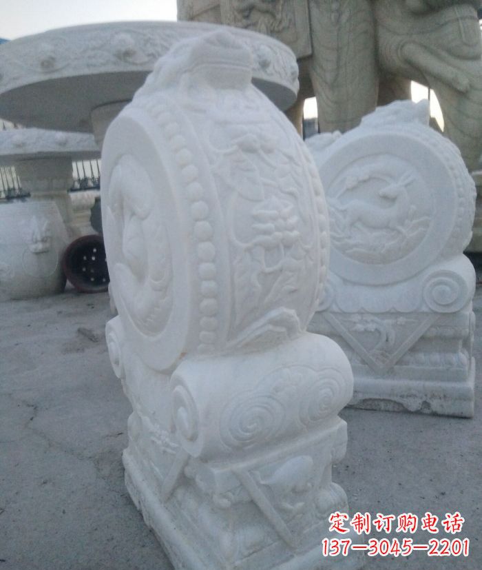 许昌汉白玉抱鼓石门墩雕塑