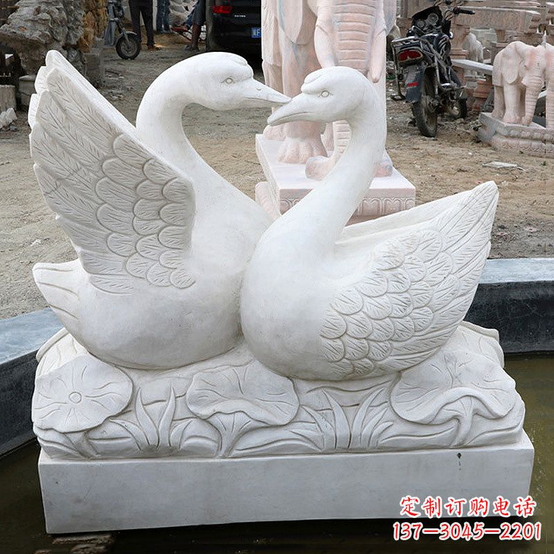 许昌精美绝伦的汉白玉天鹅石雕塑