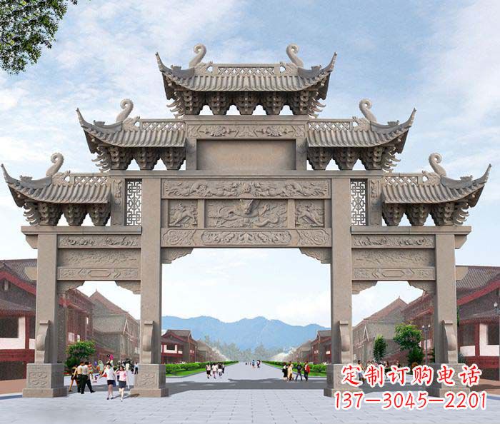 许昌景区三门石雕牌楼 (3)