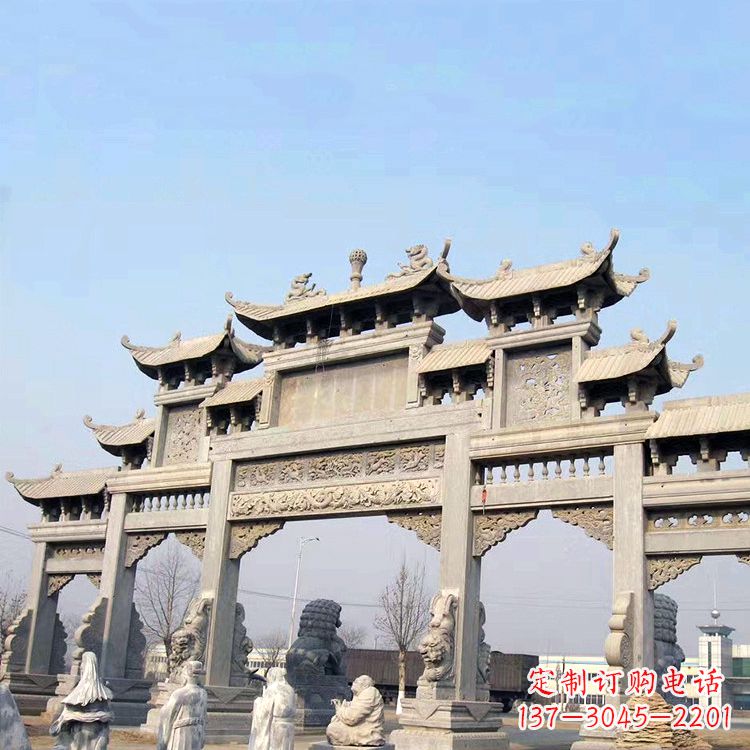 许昌精美牌坊石雕造型精致大气