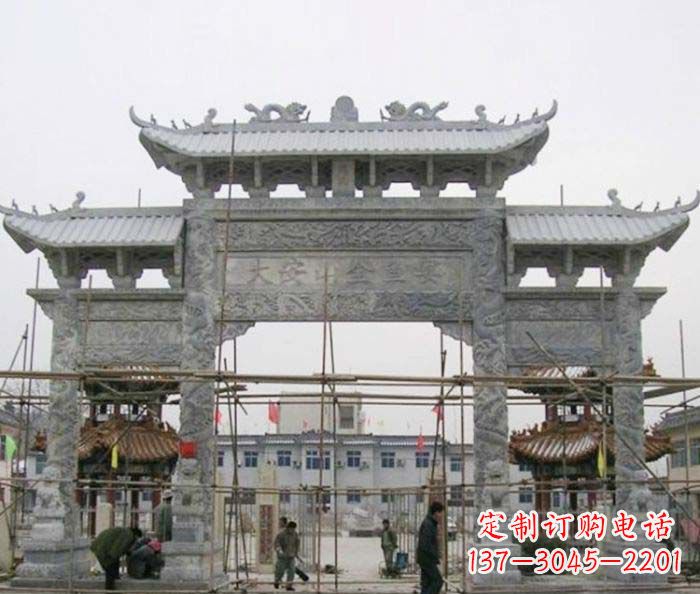 许昌农村三门牌坊石雕
