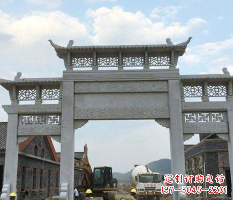 许昌三门大理石牌坊石雕 (2)