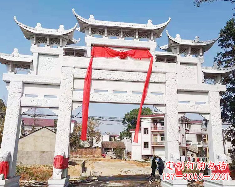许昌三门三楼石雕牌坊:专业定制牌坊雕塑
