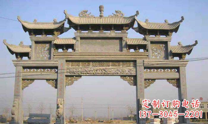 许昌特色街角石雕牌坊精致典雅的装点