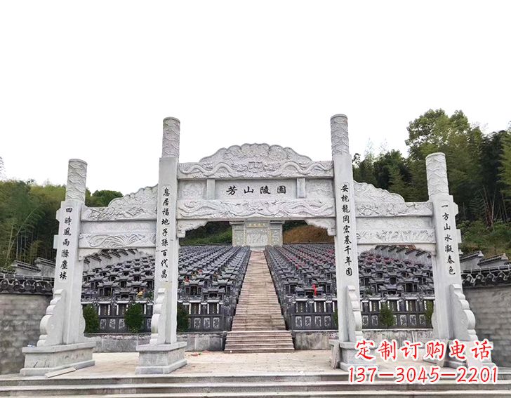 许昌精致雕刻的三门石牌坊雕塑