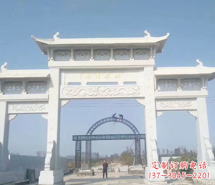 许昌石牌坊三门牌坊石雕 (4)