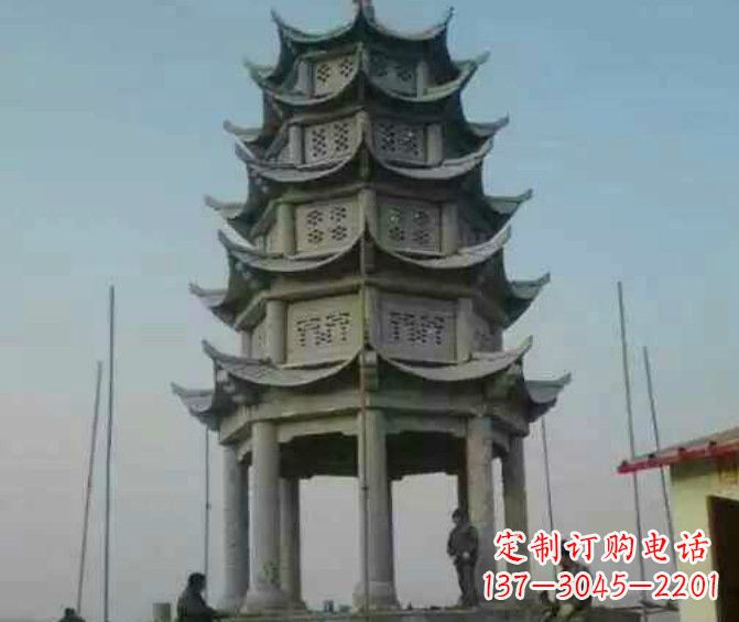 许昌双层大理石凉亭石雕 (2)
