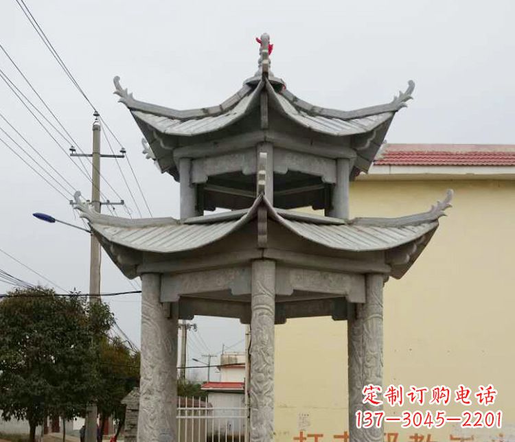 许昌双层仿古凉亭石雕 (2)