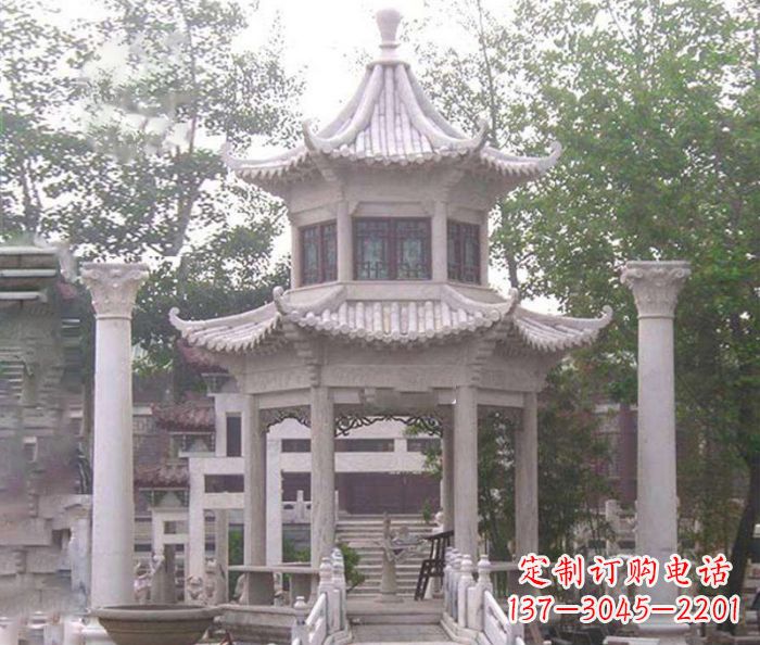 许昌双层仿古凉亭石雕 (3)