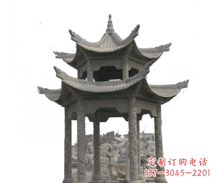 许昌双层仿古石雕凉亭 (2)