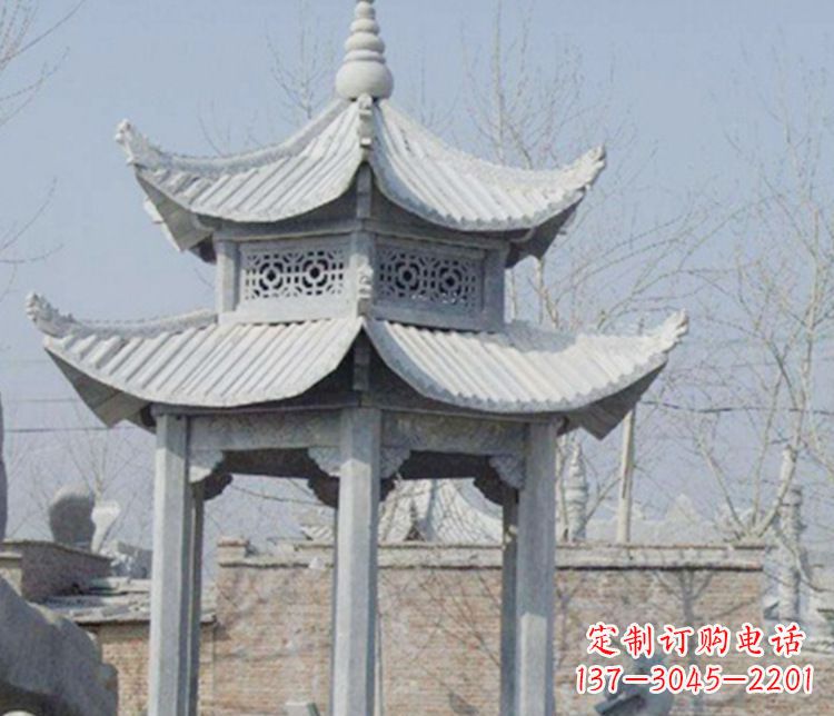 许昌双层仿古六角凉亭石雕