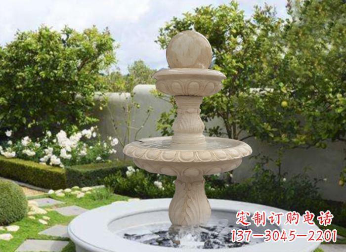 许昌双层风水球喷泉别墅石雕