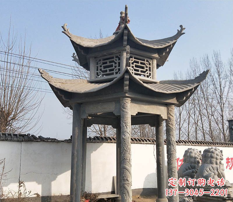 许昌双层户外凉亭石雕 (2)