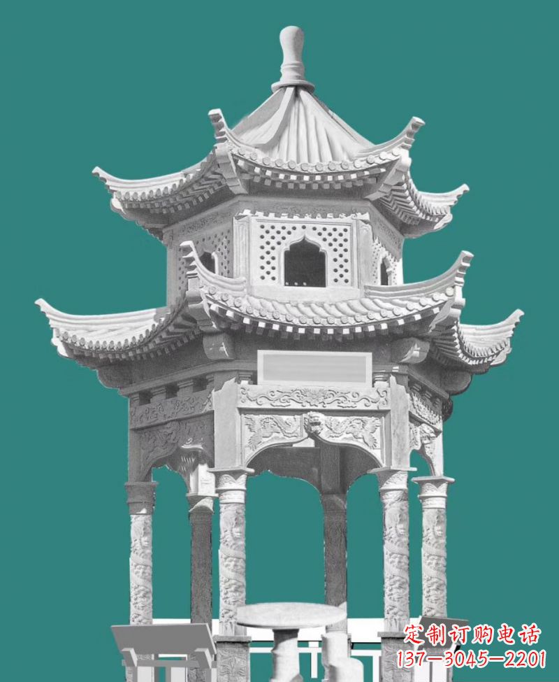 许昌双层六角凉亭景观石雕