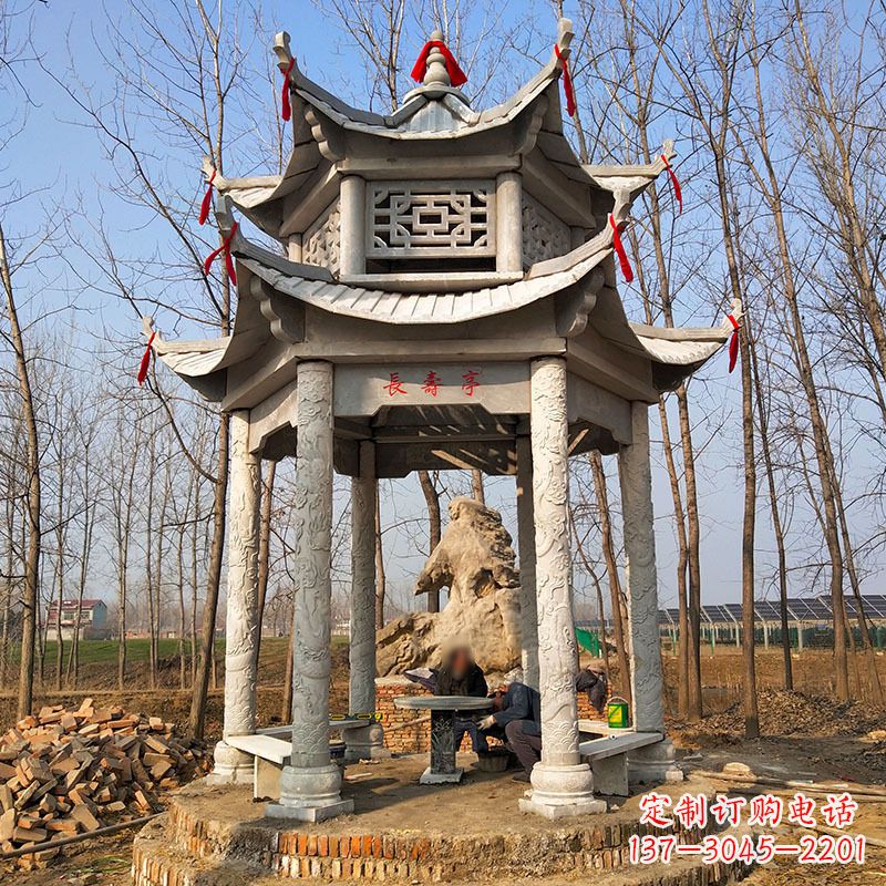 许昌双层六角石凉亭