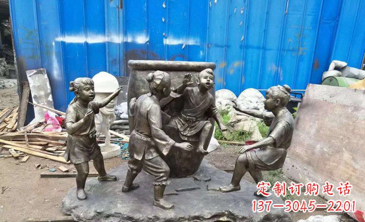 许昌司马光砸缸铜雕 (2)