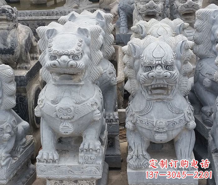 许昌寺庙青石狮子石雕