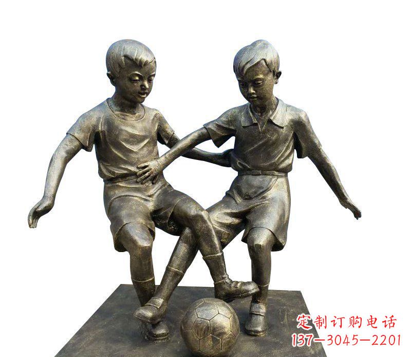 许昌踢足球的儿童铜雕 (2)