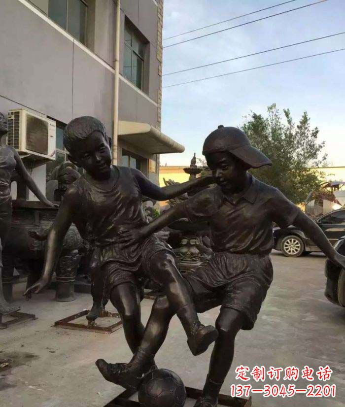 许昌踢足球儿童铜雕 (2)