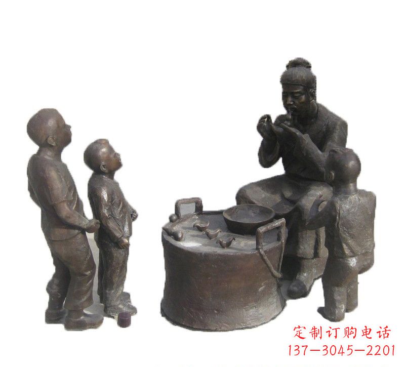 许昌铜雕吹糖人的古代人物